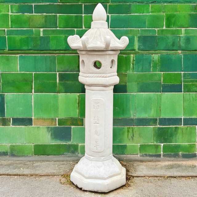 White Concrete Pagoda Statue Stone Garden Lantern Sculpture Outdoor Zen Decoration Cement Yard Ornament Japanese Style Decor Holiday Gift - image 1