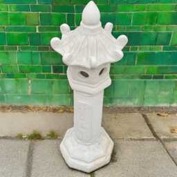 White Concrete Pagoda Statue Stone Garden Lantern Sculpture Outdoor Zen Decoration Cement Yard Ornament Japanese Style Decor Holiday Gift - thumbnail 3
