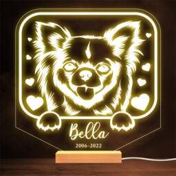 Chihuahua Dog Memorial Pet Loss Dates Personalised Gift Warm Lamp Night Light