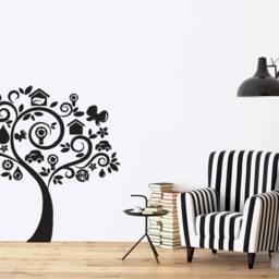 Wall Vinyl Decal Family Tree Bird House Branches For Children Modern Home Decor - #2101Dn - thumbnail 2
