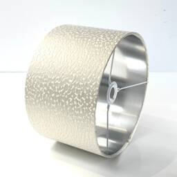 New Luxury Made By Order Embossed Pearl Silver Silk Super Luxurious Lamp Shade & Pendant Light With Metallic Panels Lining - thumbnail 3