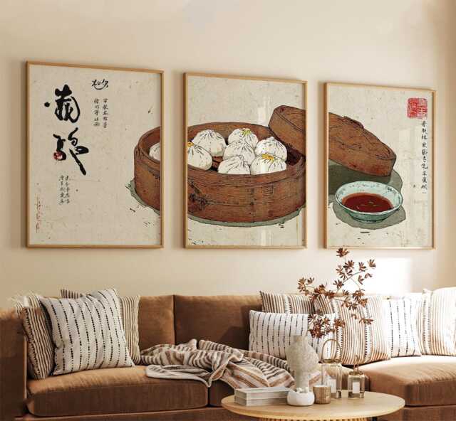 Soup Dumpling Print Set - Vintage Chinese Food Illustration, Kitchen Art - image 1