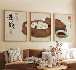 Soup Dumpling Print Set - Vintage Chinese Food Illustration, Kitchen Art - thumbnail 1