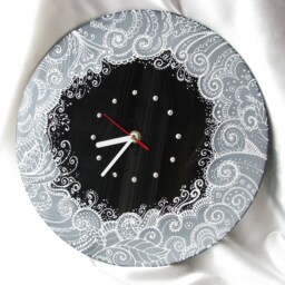 Hand-Painted Floral Wall Clock Black Glass Art, Silent Movement - thumbnail 3