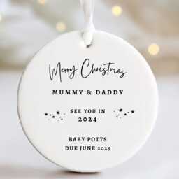 Personalised Expecting Parents Christmas Tree Decoration - Pregnancy Bauble Parents - thumbnail 2