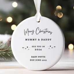 Personalised Expecting Parents Christmas Tree Decoration - Pregnancy Bauble Parents - thumbnail 3