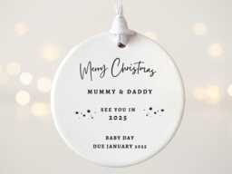 Personalised Expecting Parents Christmas Tree Decoration - Pregnancy Bauble Parents - thumbnail 1