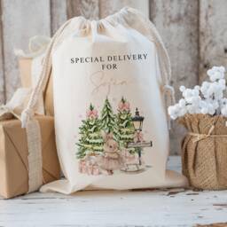 Personalised Large Santa Christmas Sack For Girls , Xmas Toy Sack With Name & Sugerplum Bunny, Personalised Stocking , Christmas Gift