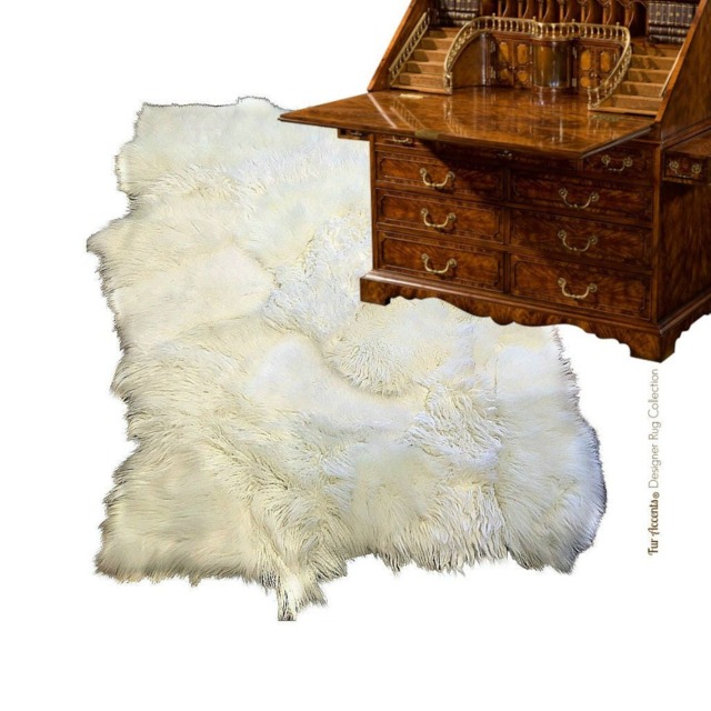 White Faux Fur Area Rug - Tattered Edge Patchwork Pelt, Handmade in Usa - image 1