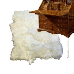 White Faux Fur Area Rug - Tattered Edge Patchwork Pelt, Handmade in Usa - thumbnail 1