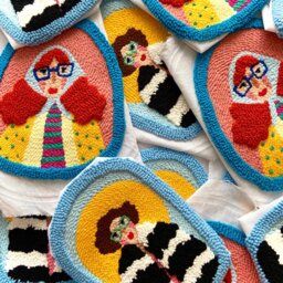 Purple Glasses Girl - Wall Hangings, Punch Needle, Needle , Decor, Customizable Gift, Embroidery, Gifts For Women - thumbnail 4