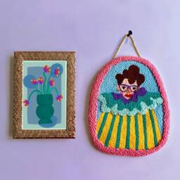Purple Glasses Girl - Wall Hangings, Punch Needle, Needle , Decor, Customizable Gift, Embroidery, Gifts For Women - thumbnail 1