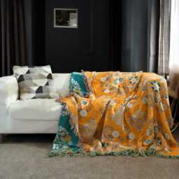 Vintage Floral Cotton Throw Blanket Bohemian Fringed Sofa Snuggle