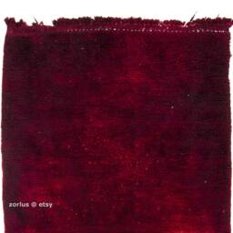 Handmade Burgundy Wool Flokati Rug Dark Red Bohemian Pile Rug - thumbnail 3