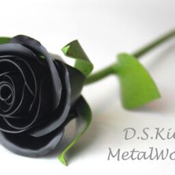 Metal Black Rose Steel Sweetheart Flower, Goth Steampunk Decor - thumbnail 2