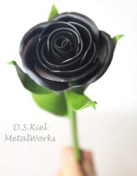 Metal Black Rose Steel Sweetheart Flower, Goth Steampunk Decor