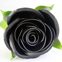 Metal Black Rose Steel Sweetheart Flower, Goth Steampunk Decor - thumbnail 3