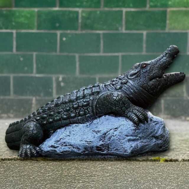 Realistic Concrete Crocodile Sculpture Outdoor Wild Animal Statue Stone Alligator Figurine Handcrafted Wildlife Garden Ornament Animal Art - image 1