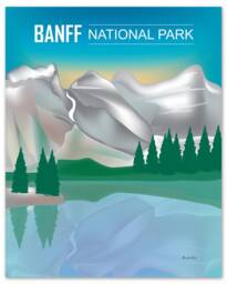 Banff National Park Poster, Art, Canada Travel Skyline, Map, Gift, Art - Style E8-O-Banf - thumbnail 1