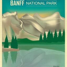 Banff National Park Poster, Art, Canada Travel Skyline, Map, Gift, Art - Style E8-O-Banf - thumbnail 2