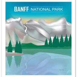 Banff National Park Poster, Art, Canada Travel Skyline, Map, Gift, Art - Style E8-O-Banf - thumbnail 3
