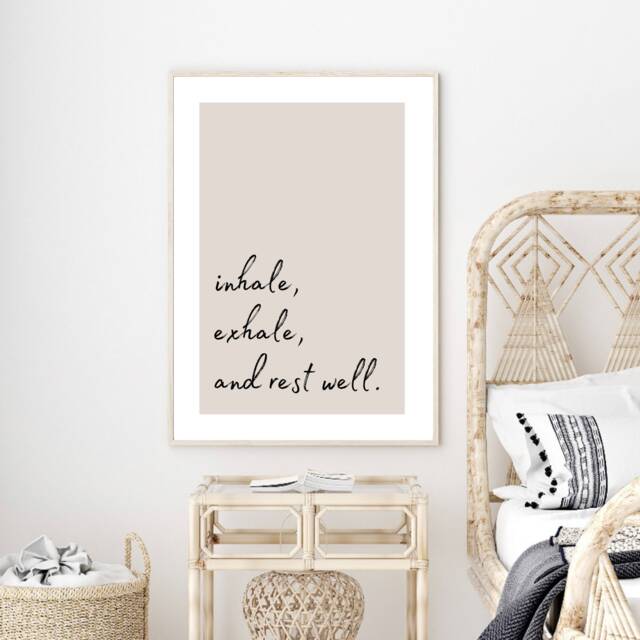 Bedroom Print, Inhale Exhale Decor, Wall Art, Quote Poster, Home Typography, Text Prints, Minimalist - image 1