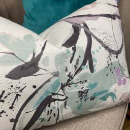 Villa Nova Artesia Eden Floral Cushion Cover Abstract Double-Sided Pillow in White, Teal & Lilac - thumbnail 3