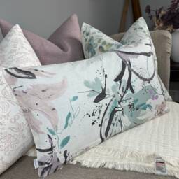 Villa Nova Artesia Eden Floral Cushion Cover Abstract Double-Sided Pillow in White, Teal & Lilac - thumbnail 1