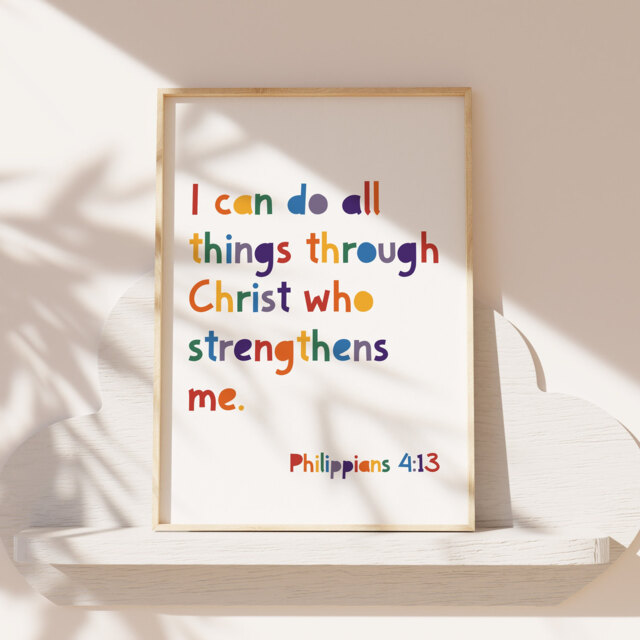 I Can Do All Things Through Christ Who Strengthens Me Print, Christian Prints, Wall Art, Scripture Bible Verse. Kids Room - image 1