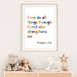 I Can Do All Things Through Christ Who Strengthens Me Print, Christian Prints, Wall Art, Scripture Bible Verse. Kids Room - thumbnail 3