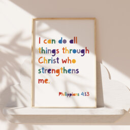 I Can Do All Things Through Christ Who Strengthens Me Print, Christian Prints, Wall Art, Scripture Bible Verse. Kids Room - thumbnail 1