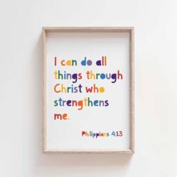 I Can Do All Things Through Christ Who Strengthens Me Print, Christian Prints, Wall Art, Scripture Bible Verse. Kids Room - thumbnail 2