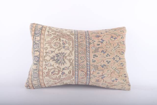 Handwoven Turkish Kilim Lumbar Pillow Bohemian Home Decor - 16x24 Inch - image 1