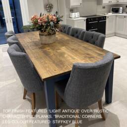 Wide Bakery Dining Table - Farmhouse Rustic Handmade Custom Made in The UK - thumbnail 2