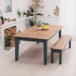 Wide Bakery Dining Table - Farmhouse Rustic Handmade Custom Made in The UK - thumbnail 1