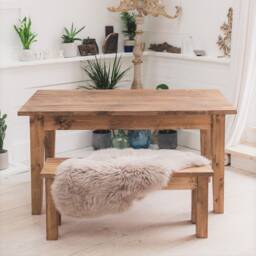 Wide Bakery Dining Table - Farmhouse Rustic Handmade Custom Made in The UK - thumbnail 3