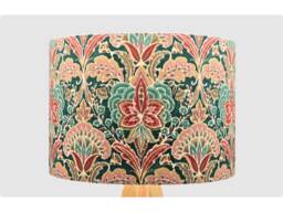 Handmade Lampshade Pink Green Floral Fabric Drum, Vintage Style Damask Ornamental Light Shade For Table/Floor Lamp Or Ceiling Pendant