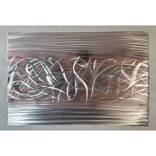 Charged. Modern Abstract Metal Wall Art, Rose Gold, Grey & Silver, Indoor/Outdoor - image 1