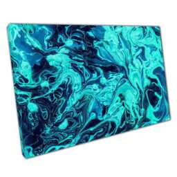 Elegant Blue Fluid Ink Abstract Canvas Print Modern Home Office Wall Art Decor - thumbnail 1