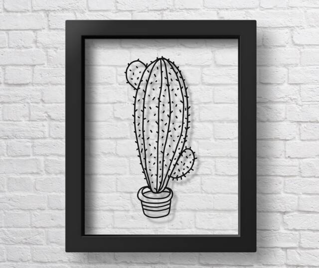 Transparent Cactus Poster Print Office Decor Nursery Wall Art Children Gift Sketch Kids - image 1