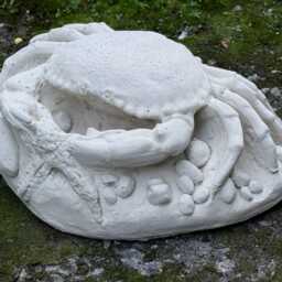 Crab Concrete Statue With Starfish Detail Coastal Garden & Home Decor Outdoor Crab Unique Seaside Yard Art Water Figurine - thumbnail 2