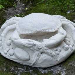 Crab Concrete Statue With Starfish Detail Coastal Garden & Home Decor Outdoor Crab Unique Seaside Yard Art Water Figurine - thumbnail 3