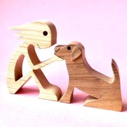 A Girl Labrador Original Wood Sculpture 2Virgule5D - thumbnail 1