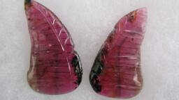 Watermelon Pink Tourmaline Butterfly Wings Bicolor Gemstone Carving Collector Piece