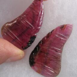 Watermelon Pink Tourmaline Butterfly Wings Bicolor Gemstone Carving Collector Piece - thumbnail 2