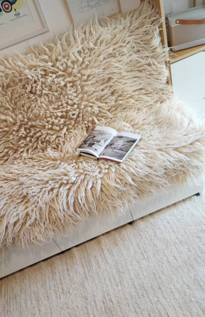 Handmade Wool Flokati Coverlet, Soft & Cozy Shaggy Blanket, Throw For Sofa, Couch, Or Bed, Fluffy Rug, Hand Woven Scandi Rug - image 1