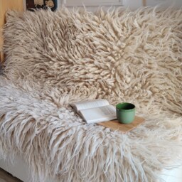 Handmade Wool Flokati Coverlet, Soft & Cozy Shaggy Blanket, Throw For Sofa, Couch, Or Bed, Fluffy Rug, Hand Woven Scandi Rug - thumbnail 2