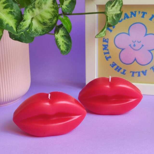 Kiss Candle - Lip Shaped Sculptural Candle, Bold Romantic Home Decor, Funky Statement Piece - image 1