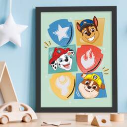 Paw Patrol Print - Chase Marshall & Rubble Heads Icons Poster Wall Art - thumbnail 1
