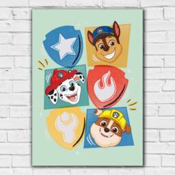 Paw Patrol Print - Chase Marshall & Rubble Heads Icons Poster Wall Art - thumbnail 2